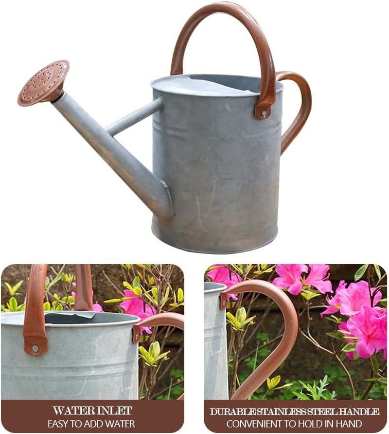 yourjoy Metal Watering Can, One Gallon Watering Cans Stainless Steel for Outdoor Indoor Garden Plants Watering (Zinc 1 Gallon) - Image 5